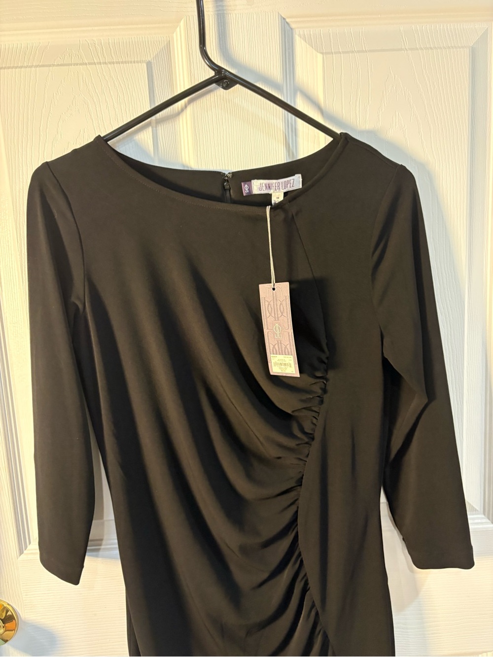 Jennifer Lopez Black Ruched Long Sleeve Sheath Dress - Picture 2 of 8